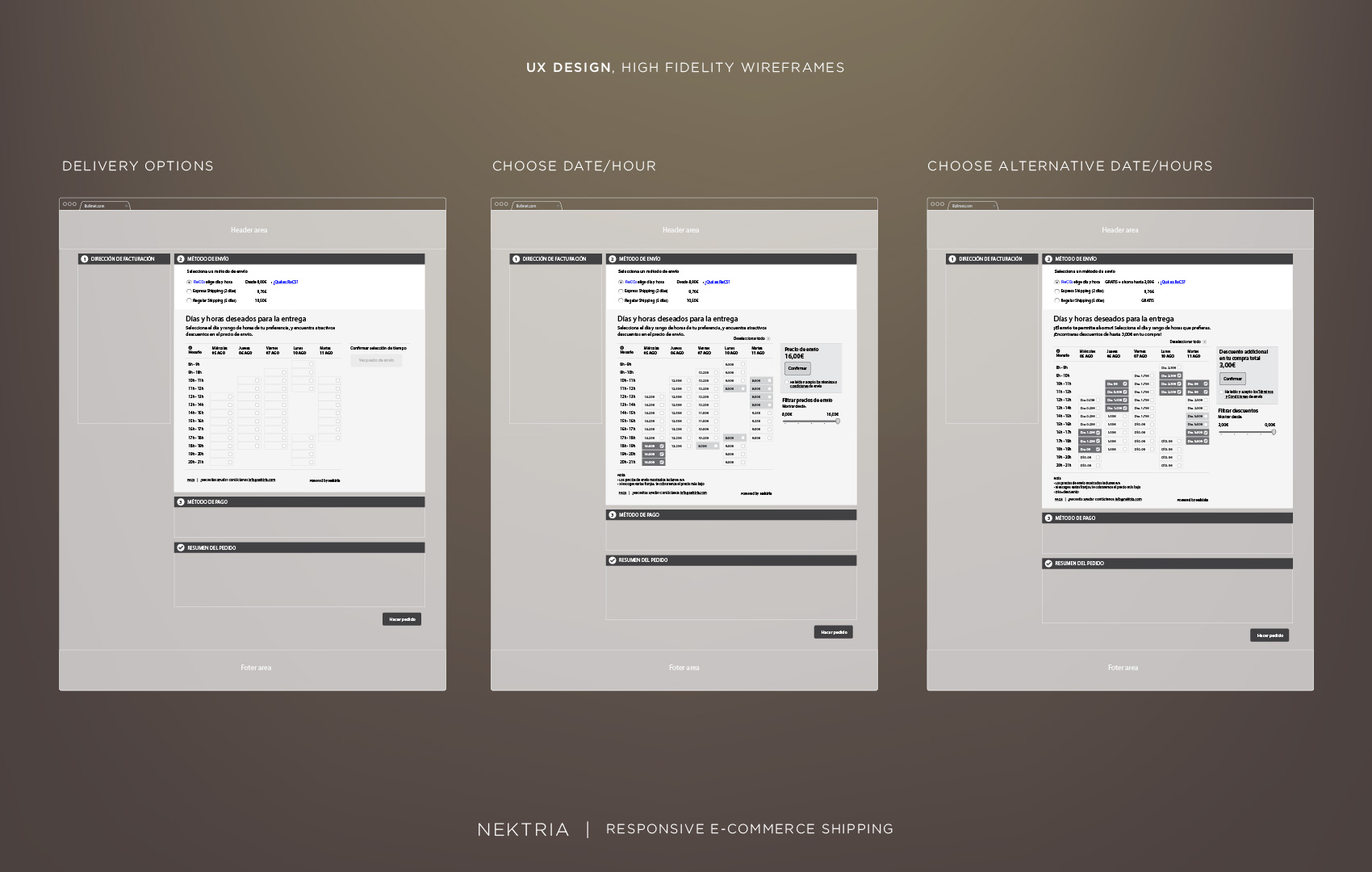 High Fidelity wireframes